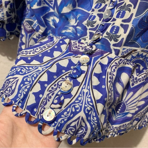 FARM rio puff sleeve cotton tile blouse - Picture 4 of 12